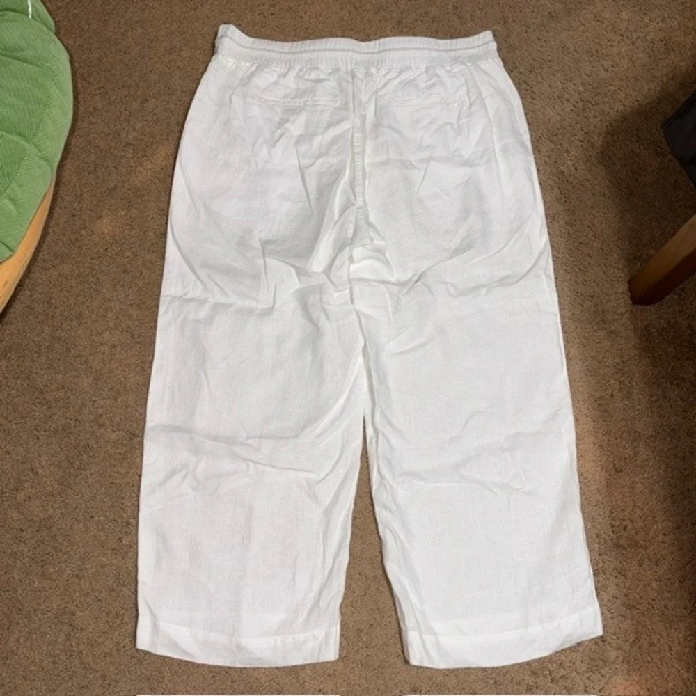 Quince 100% European Linen Wide Leg Ankle Pull On Pant White 3X